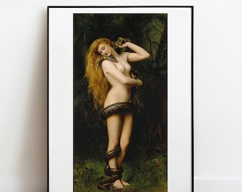 ジョン・コリアー作「リリス」（1892年） - 蛇の絵、ヴィンテージポスター