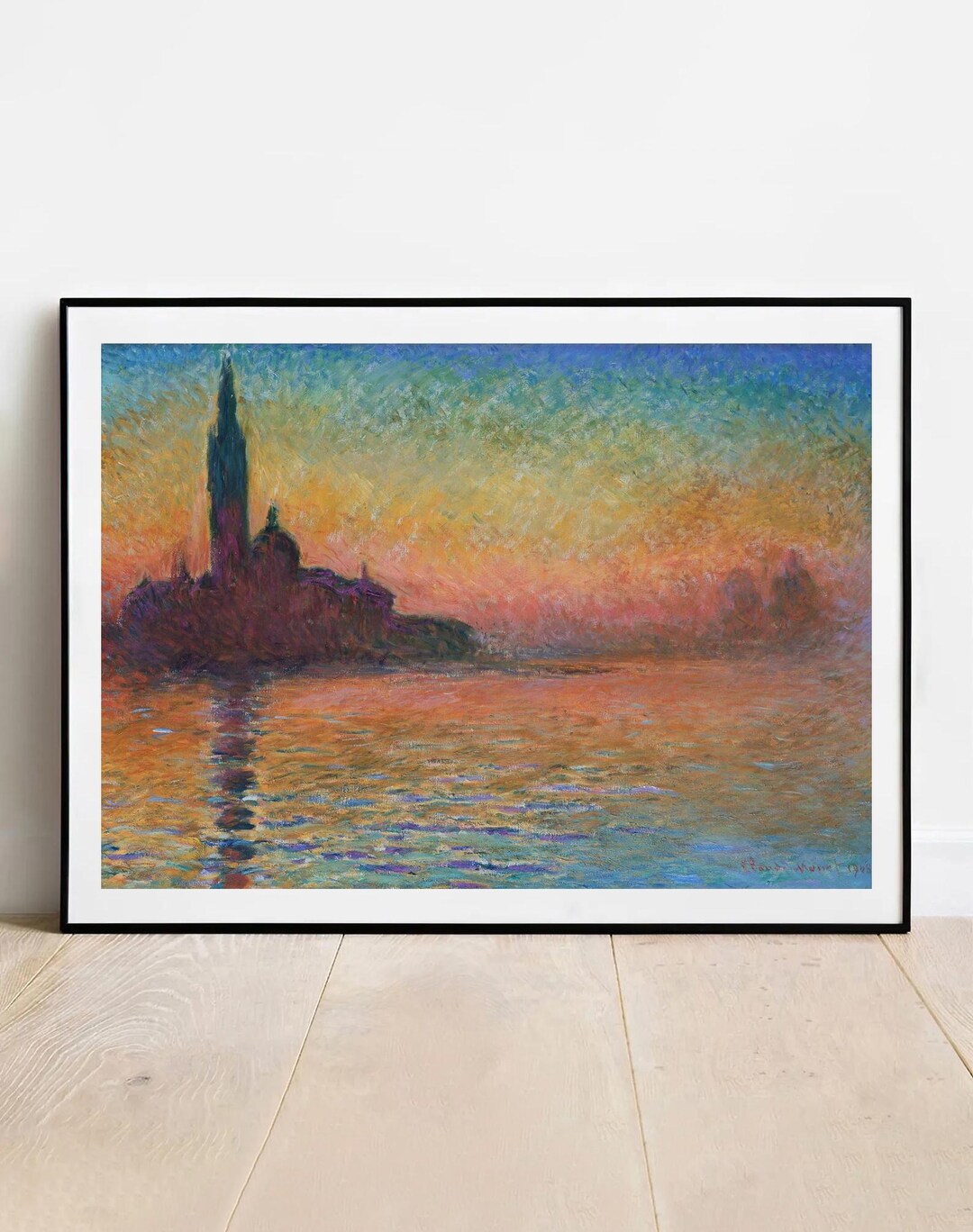 モネのヴェネツィアの夕焼けの版画：ヴィンテージ印象派の壁画 - Etsy 日本