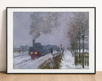 Claude Monet Print, Train in the Snow - The Locomotive, Impressionist Wall Art Poster