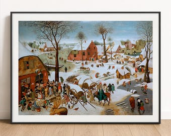 Brueghel Print - The Census at Bethlehem, 1605, Flemish Winter Art Poster