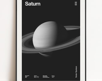 Saturn Print by Florent Bodart, Minimalist Wall Art Poster