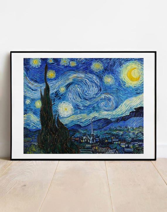 ゴッホ「星月夜」1889年版画 - ヴィンテージウォールアートポスター