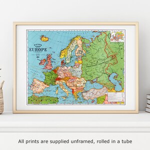 Bacon, carte standard de l'Europe, 1921, décoration d'intérieur, galerie, art mural, affiche classique, impression d'artiste vintage, impression d'artiste célèbre