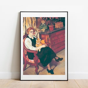Valadon Lily Walton with Raminou Cat wall art print vintage poster art gallery wall famous artist print