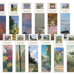 Monet Set of 12 Bookmarks Fine Art Bookmark Collection art lover book lover gift