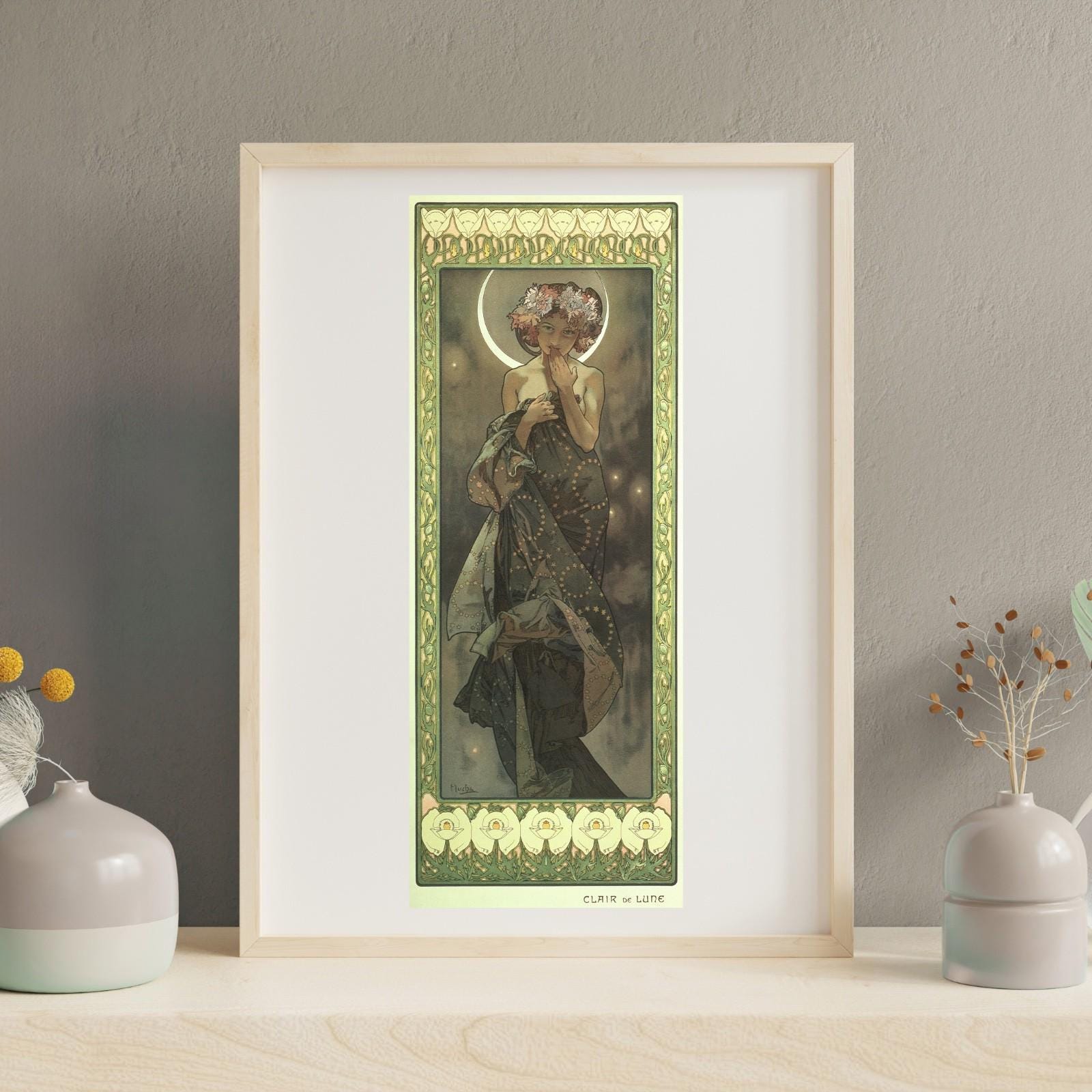 アルフォンス・ミュシャの版画 - 月光 アールヌーボーポスター - Etsy 日本