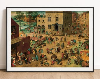 Pieter Bruegel Print - Children's Games, Dutch Renaissance Wall Art Poster
