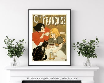 Steinlen Chocolat black cat vintage poster art famous artist print home decor gallery wall art print