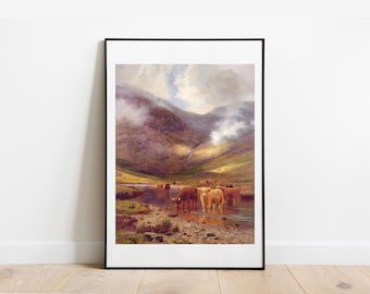 Louis Hurt Art Print - The Hills of Ardgell Scotland Vintage Gallery Wall Poster