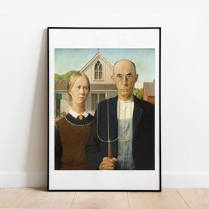 Wood American Gothic 1930 home decor gallery wall art print vintage poster art famous artist print