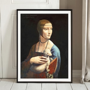 Da Vinci Lady with Ermine Art Print: Vintage Gallery Wall Decor