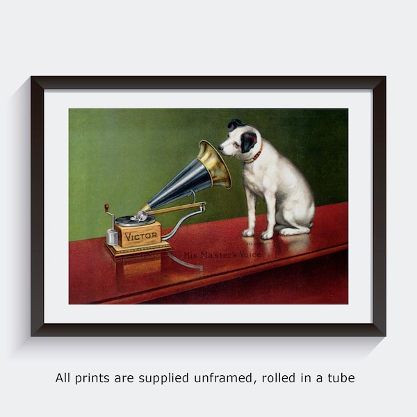 Anon His Master's Voice dog wall art print vintage poster art gallery wall art famous artist print