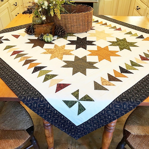 Quilt Patterns PDF Scrappy Quilt Pattern Fall Quilt Pattern Table Runner Pattern Star Primitive Quilt Patterns for Fat Quarters