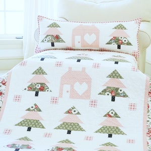 Little Forest Cottage Quilt Pattern PAPER Copy Easy Quilting Patterns Crib Quilt Throw Quilt Bed Quilt Pattern in 4 Sizes
