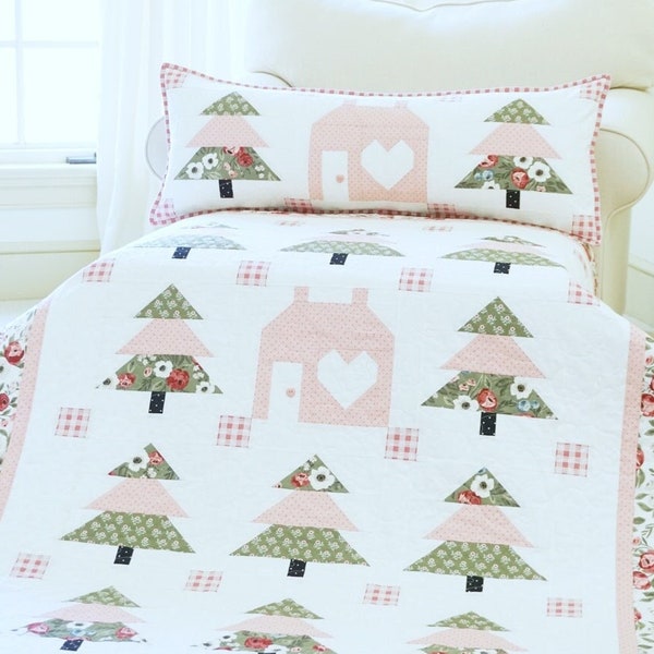 Quilt Pattern PDF Little Forest Cottage Quilt Pattern Easy Quilting Patterns Crib Quilt Throw Quilt Bed Quilt Pattern in 4 Sizes