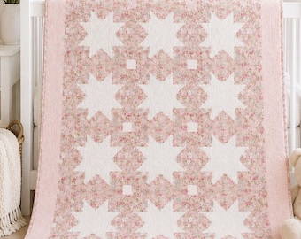 Baby Quilt Pattern Wildflower Wishes Quilt Pattern PDF for Baby Quilts to Bed Quilts in 4 sizes Easy Quilting Pattern