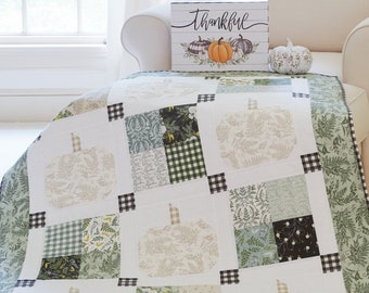 Pumpkin Quilt Pattern PDF Easy Quilt Patterns Fall Quilt Pattern with Pumpkins White Pumpkin Decor Farmhouse Quilt Pumpkin Patch