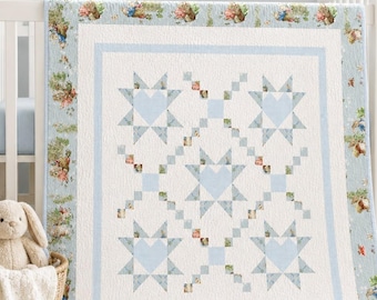 Baby Quilt Kit for Boy Quilt Loving Wishes Quilt Kit for Baby Crib Quilt Size 40" x 40" Pattern Included with Peter Rabbit Fabrics