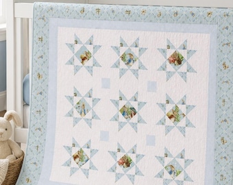 Baby Quilt Kit for Boy Quilt Starlit Dreams Quilt Kit for Baby Crib Quilt Size 44" x 44" Pattern Included with Peter Rabbit Fabrics