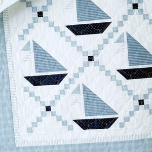 Baby Quilt Pattern PDF Sailboat Quilting Pattern for Baby Quilts Crib Quilts and Bed Quilts Nautical Decor Sailing