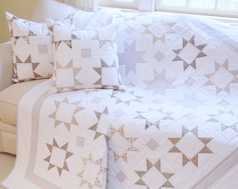 Star Quilt Patterns PDF and Bonus Pillow Pattern Easy Quilt Patterns for Jelly Rolls Farmhouse Quilt Pattern Silver Starlight Quilt