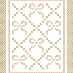 Quilt Kit Buttons and Bows Quilting Kit Throw Size Large Crib Size 50" x 62" Pattern Included with Handmade Sweetness Fabrics