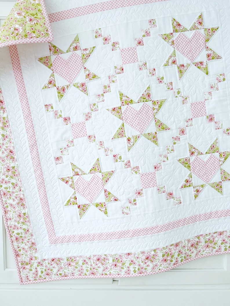 Baby Quilt Patterns PDF Easy Quilting Patterns Heart Quilt Pattern Loving Wishes Quilt Pattern image 2