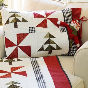 Christmas Quilt Patterns PDF and FREE Pillow Sham Pattern Easy Farmhouse Quilt Pattern Winter Quilt Pattern An Evergreen Christmas image 4