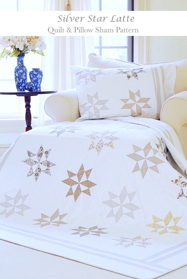 Easy Quilt Patterns PDF & FREE Pillow Sham Pattern Star Quilt Pattern Farmhouse Quilt Pattern Jelly Roll Quilt Patterns image 7