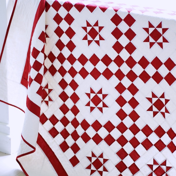 Quilt Patterns PDF Red and White Quilt Patterns Easy Quilt Patterns Christmas Quilt Pattern Starlit Path Download