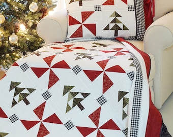 Christmas Quilt Patterns PDF and FREE Pillow Sham Pattern Easy Farmhouse Quilt Pattern Winter Quilt Pattern An Evergreen Christmas