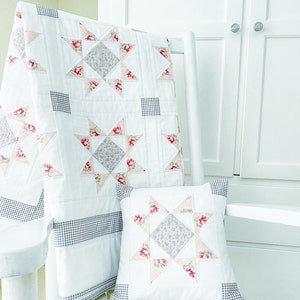 Baby Quilt Patterns PDF Easy Quilt Pattern Farmhouse Quilt Pattern & BONUS Pillow Pattern Starlit Dreams Quilt Baby Quilting Pattern
