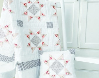 Baby Quilt Patterns PDF Easy Quilt Pattern Farmhouse Quilt Pattern & BONUS Pillow Pattern Starlit Dreams Quilt Baby Quilting Pattern