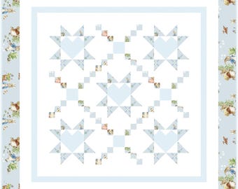 Baby Quilt Kit for Boy Quilt Loving Wishes Quilt Kit for Baby Crib Quilt Size 40" x 40" Pattern Included with Peter Rabbit Fabrics