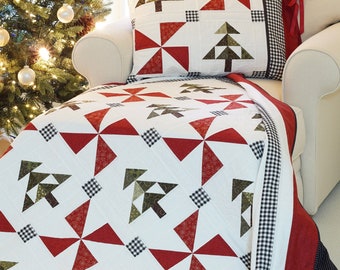 Christmas Quilt Pattern Paper Copy - An Evergreen Christmas Quilt Pattern & Pillow Sham Pattern