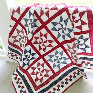Star Quilt Patterns PDF Red and White Quilt Pattern Patriotic Quilting Pattern Farmhouse Quilt Pattern Christmas Quilts