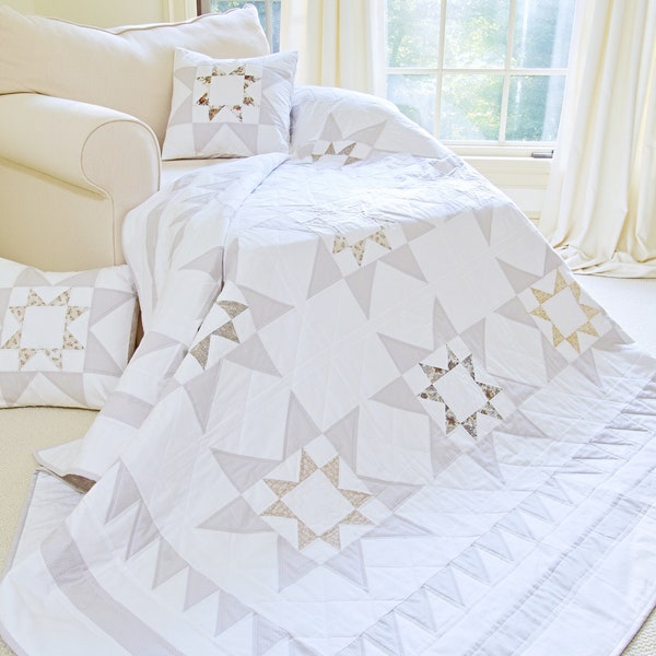 Star Quilt Pattern PDF and Free Bonus Pillow Pattern Easy Quilt Patterns Farmhouse Quilt Patterns Red & White Quilting Patterns