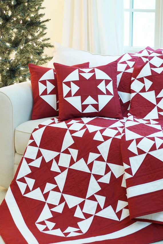 Star Quilt Patterns PDF & FREE Pillow Pattern Red and White Etsy