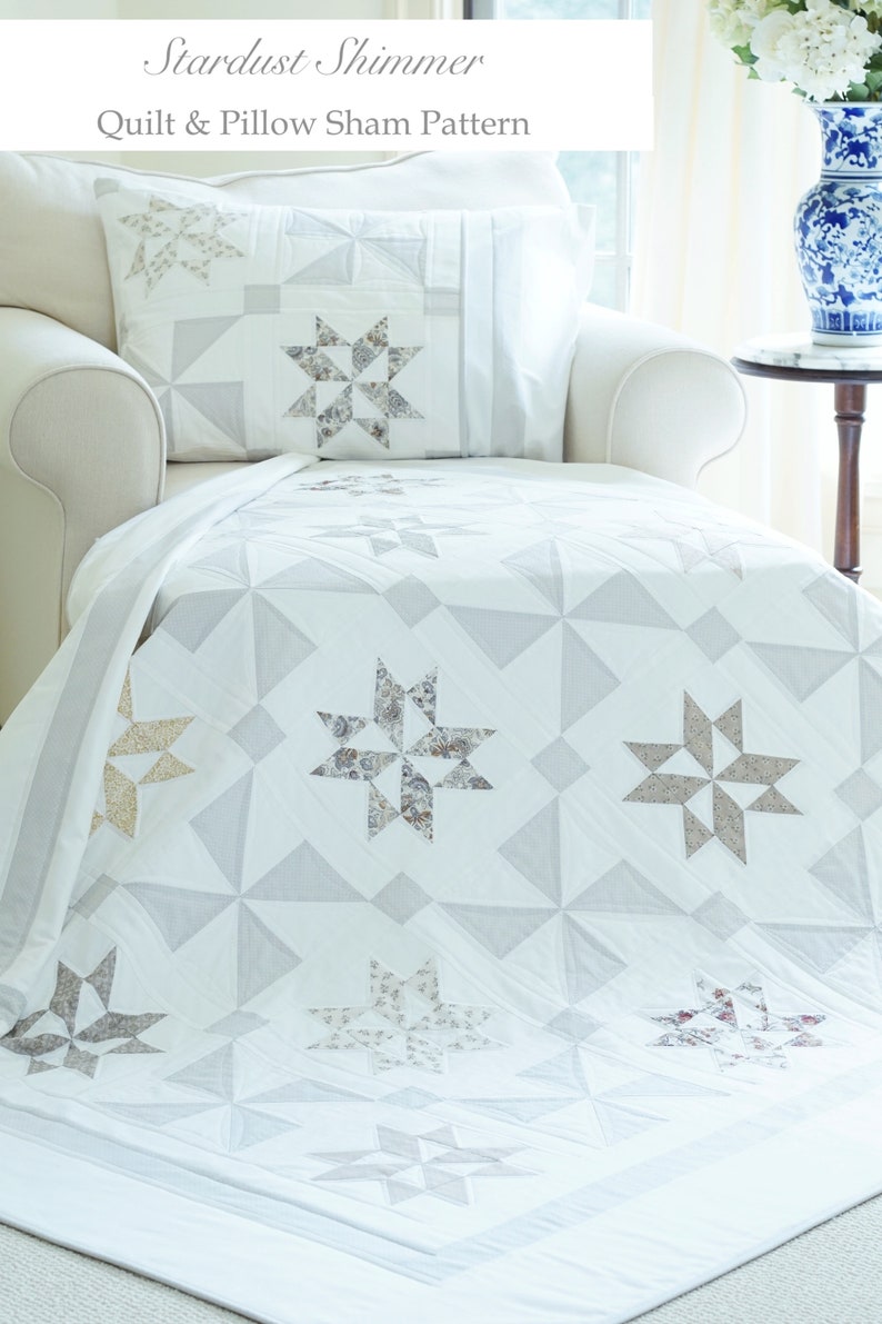 Quilt Patterns PDF Star Quilt Pattern with Jelly Roll Easy Quilt Patterns with Scraps Farmhouse Quilting Pattern & BONUS Pillow Sham Pattern image 8