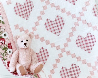 Baby Quilt Patterns PDF Hearts Delight Quilt Pattern Baby Quilts Crib Quilt Throw Quilt Easy Quilting Patterns Heart Quilt