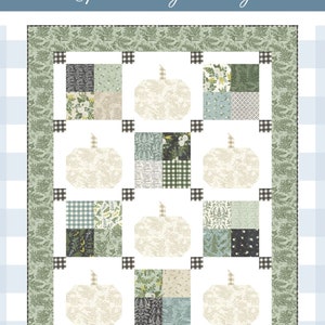 Pumpkin Quilt Pattern PDF Easy Quilt Patterns Fall Quilt Pattern with Pumpkins White Pumpkin Decor Farmhouse Quilt Pumpkin Patch image 6