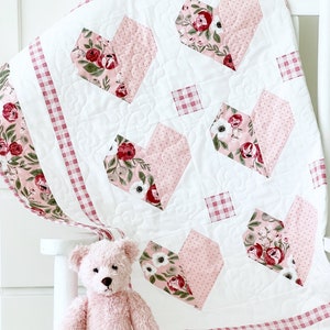 Baby Quilt Patterns PDF Heart To Heart Quilt Pattern Crib Quilt Throw Quilt Easy Quilting Patterns for Beginners