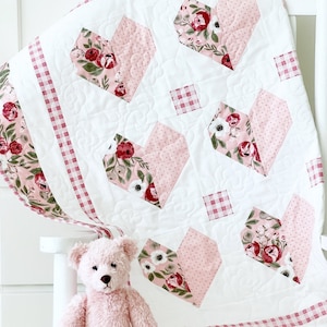 Baby Quilt Patterns PDF Heart To Heart Quilt Pattern Crib Quilt Throw Quilt Easy Quilting Patterns for Beginners