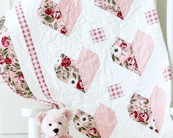 Baby Quilt Patterns PDF Heart To Heart Quilt Pattern Crib Quilt Throw Quilt Easy Quilting Patterns for Beginners