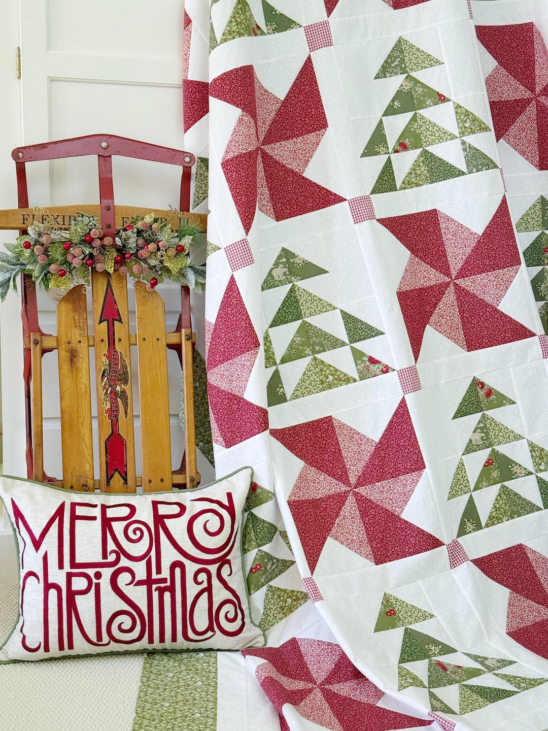 Christmas Quilt Pattern PDF Peppermint and Pine Easy Quilting Pattern ...