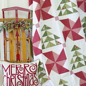 Christmas Quilt Pattern PDF Peppermint and Pine Easy Quilting Pattern Winter Quilt Scrappy Friendly Holiday Decor