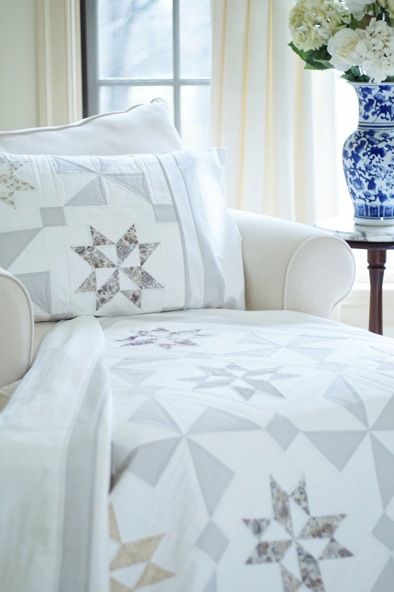 Quilt Patterns PDF Star Quilt Pattern with Jelly Roll Easy Quilt Patterns with Scraps Farmhouse Quilting Pattern & BONUS Pillow Sham Pattern image 9