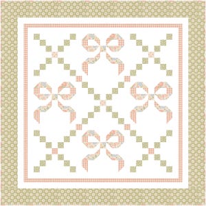 Quilt Kit Buttons and Bows Quilting Kit Large Crib Quilt or Lap Quilt Size 50" x 50" Pattern Included with Handmade Sweetness Fabrics