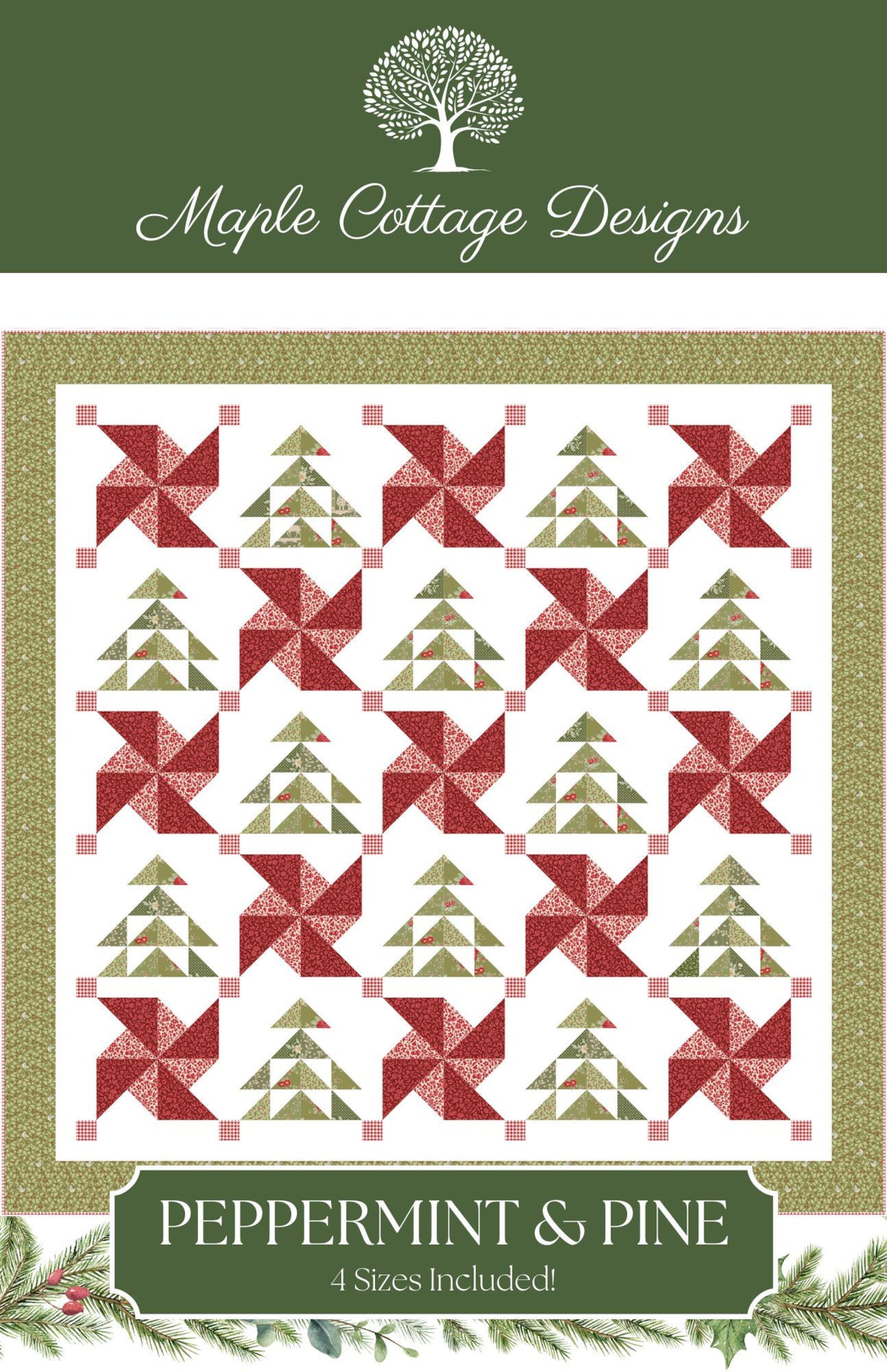 Christmas Quilt Pattern PDF Peppermint and Pine Easy Quilting Pattern ...