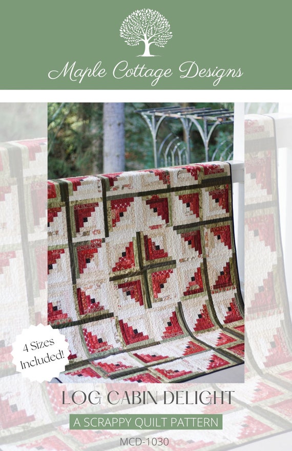 Quilt Patterns PDF Log Cabin Quilt Pattern Easy Quilt Patterns for Beginners  Scrappy Quilting Pattern Fall Christmas Quilt Pattern 